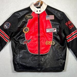 Dodge & Chrysler X Reason Born Bold Vegan Leather Racing Moto Jacket NWT Men XL‎